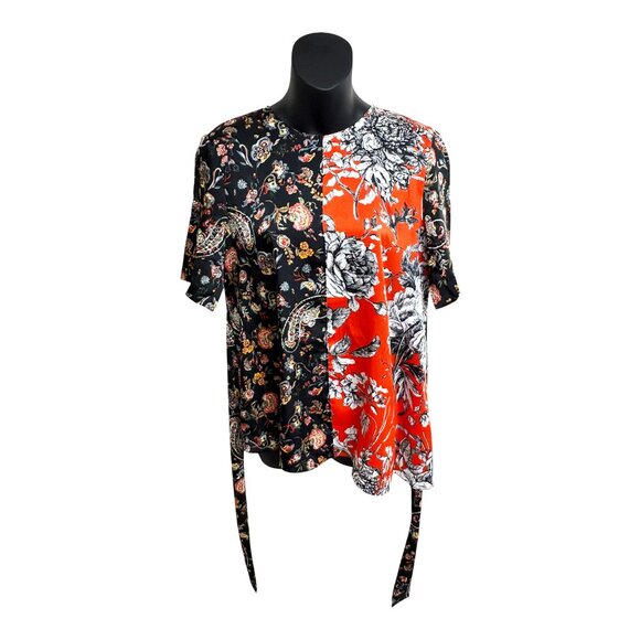 ZARA Limited Edition Floral Patchwork Asymmetrical Blouse - Picture 3 of 7